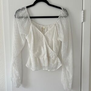Sheer White Polka Dot Blouse